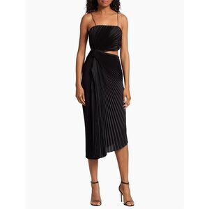 Alice + Olivia Fayeth Pleated Cut-Out Midi-Dress Size 8 $595